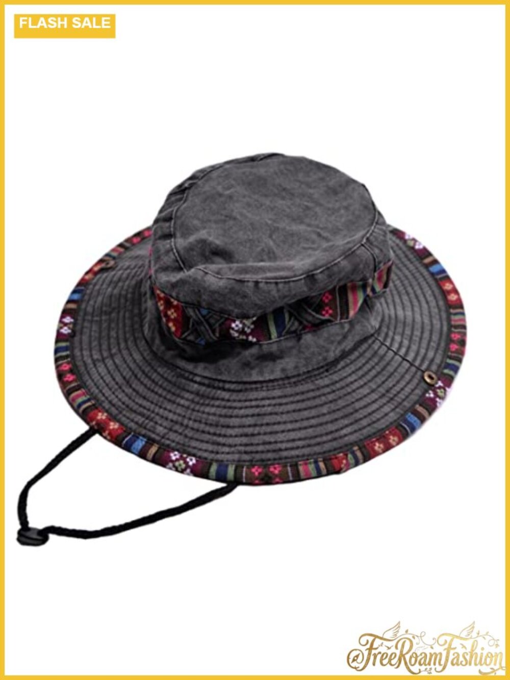 BLUEGLORY Pure Cotton Bucket Hat Wide Brim Floral UV Protection Unisex